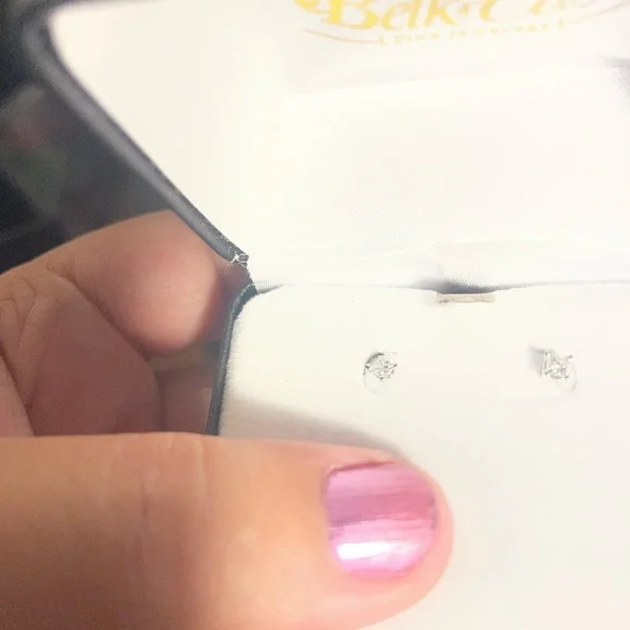 belk Silver-Tone White Gem Stud Earrings - Picture 5 of 5